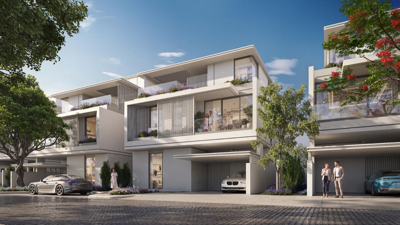 Azizi Florence Sharjah — a four and five-bedroom family townhouse street elevation