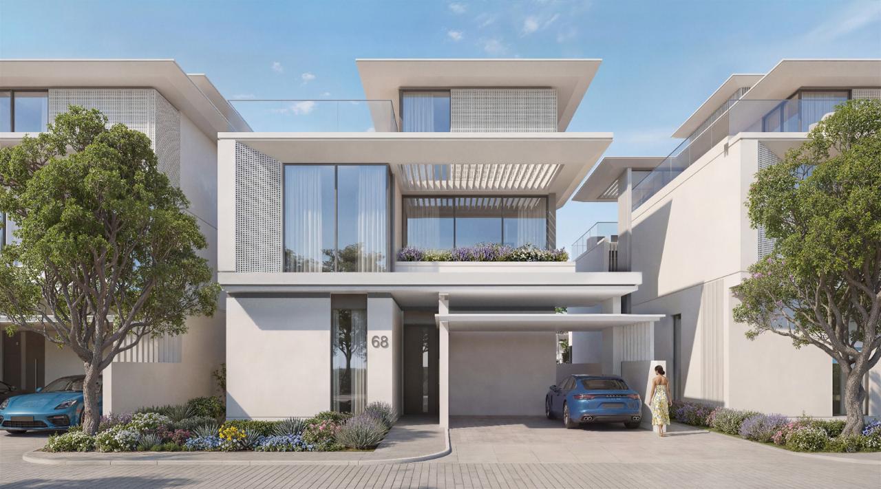 Azizi Florence Sharjah — a villa front elevation with covered parking