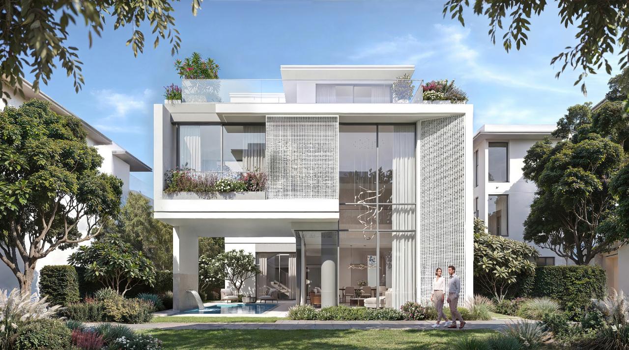 Azizi Florence Sharjah — a villa garden elevation with pool